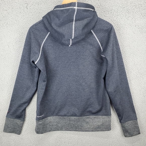 Nike Therma-Fit Pullover Drawstring Hoodie Sweatshirt Women's Medium Gray Peach - Picture 6 of 8